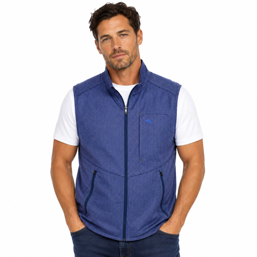 Tommy Bahama Sz XL Windbreaker Vest Blue Zip Lightweight Pocket Golf Performance